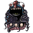 a cartoon drawing of a monster with a large mouth and tentacles coming out of it .