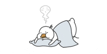 a cartoon duck is laying on a pillow with smoke coming out of his mouth .