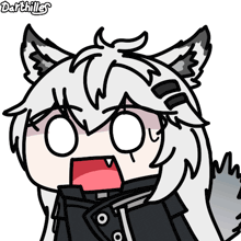 a cartoon drawing of a wolf with a surprised expression