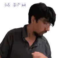 a man 's face is shown with the words 36 bpm written above him