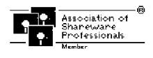 the logo for the association of shareware professionals is black and white