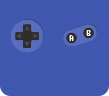 a blue video game controller with the buttons a and b visible