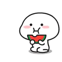 a cartoon character is eating a slice of watermelon with his mouth open .