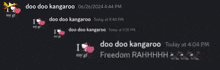 a screenshot of a discord chat with the words doo doo kangaroo