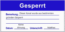 a blue sign with the word gesperrt on top