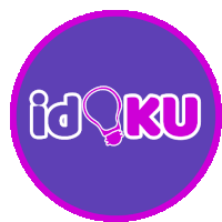 a purple circle with a light bulb and the words id ku