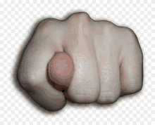 a close up of a person 's fist against a white background