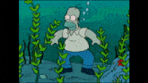 a cartoon of homer simpson in the ocean