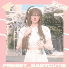 a picture of a girl with the words preset babycutie