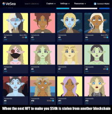 a screenshot of a website called vesea shows a collection of avatars