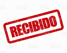 a red rubber stamp with the word recibido written inside