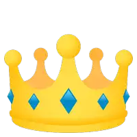 a yellow crown with blue diamonds on top of it