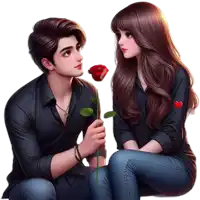 a man is giving a woman a red rose