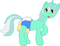 a drawing of a pony with a diaper on