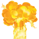 a cartoon illustration of a nuclear explosion with smoke coming out of it on a white background .