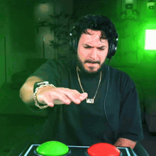 a man is pressing a button that says approved rating 6/10