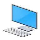 an isometric illustration of a computer with a keyboard and monitor .