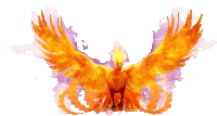 a phoenix with flames coming out of it 's head