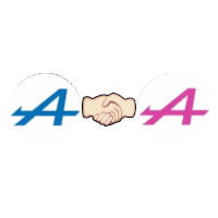 a handshake with the letter a in the background