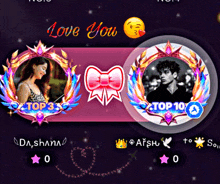 a screenshot of a game that says love you on the top left