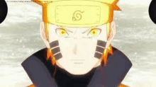 a close up of a naruto character wearing a headband and a black jacket .