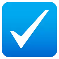 a blue app icon with a white check mark