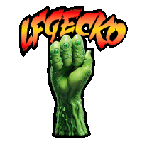 a sticker of a green monster fist with the word legecko on it