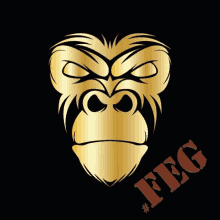 a gold gorilla with the word feg on the bottom right