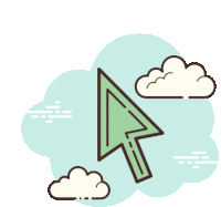 a line drawing of an arrow pointing to the right with clouds in the background