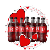 six bottles of coca cola with the name rohayhu on them