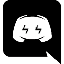 a black and white discord icon with a speech bubble around it