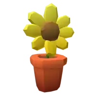 a low poly sunflower in a red pot