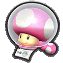 a pink mushroom is wearing a helmet in a sticker .