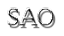 a black and white drawing of the word sao on a white background .