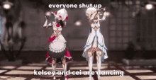 a couple of anime characters are dancing together in a video game .