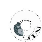 a black and white drawing of a circle with a hole in the middle .