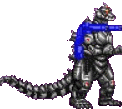 a pixel art of a monster with a blue sword .