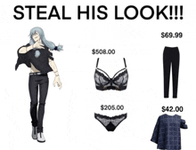 a picture of a man with the words steal his look written above him