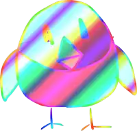 a colorful drawing of a bird with a rainbow colored head