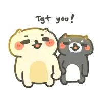 two cartoon animals standing next to each other with the words " tg + you " below them