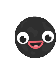 a cartoon illustration of a black circle with a smiling face