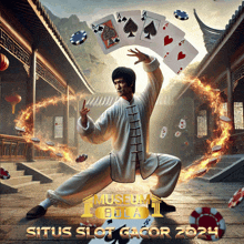 a poster for situs slot gacor shows bruce lee