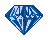 a pixel art illustration of a blue diamond with a lightning bolt inside of it .