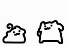a black and white drawing of two cats standing next to each other .