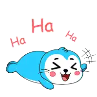 a cartoon drawing of a seal laughing with the words ha ha ha