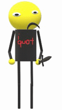 a stick figure with a yellow head and a knife in his hand .