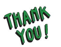 a green thank you sticker on a white background