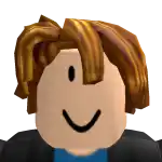 a roblox character with brown hair is smiling and wearing a blue shirt and a black jacket .