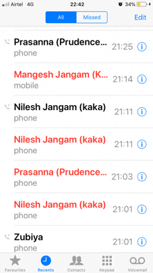 a phone screen shows a list of phone numbers including nilesh jangam ( kaka )