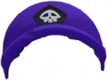 a purple baseball cap with a skull on the front .